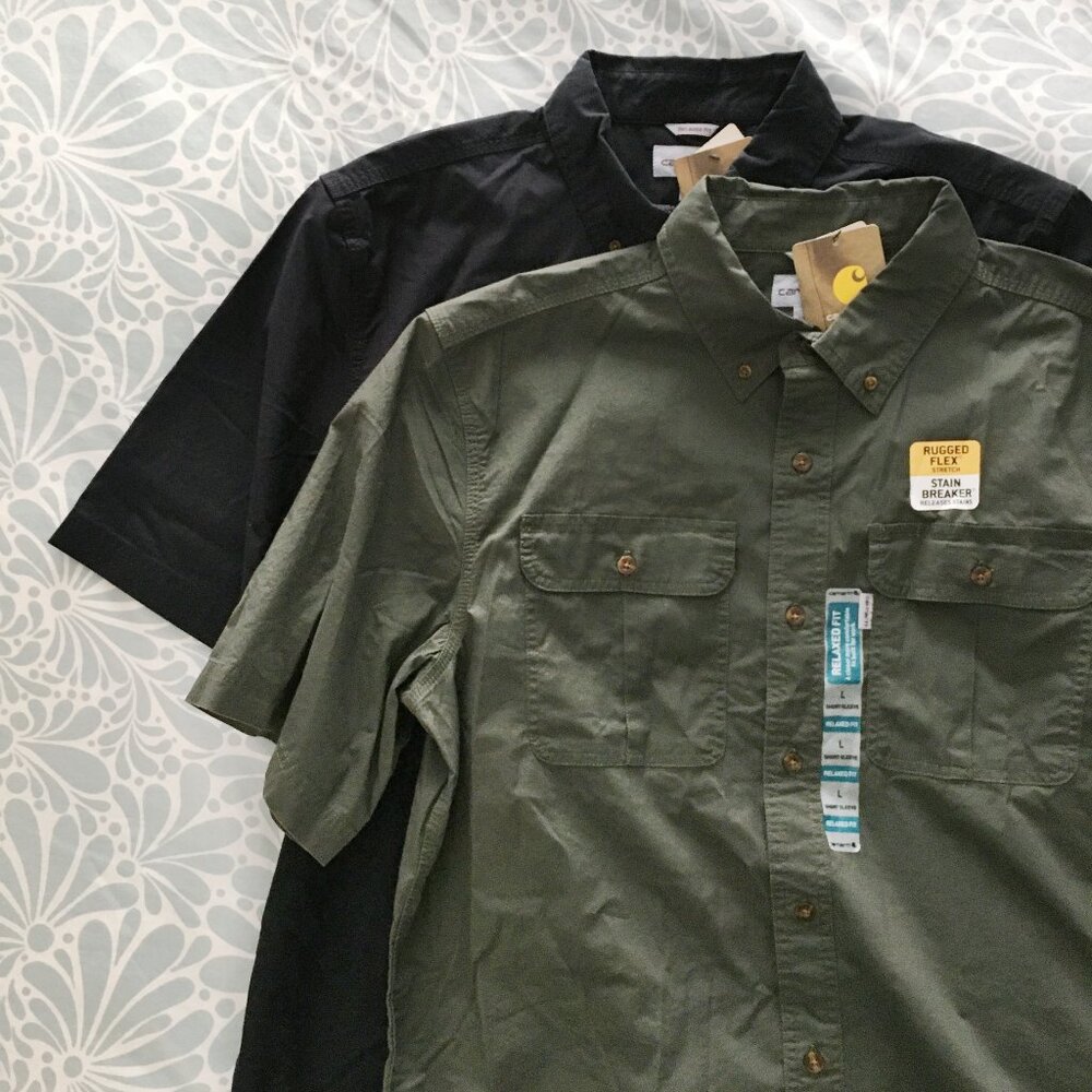 NWT! Carhartt Relaxed Fit, TWO Shirts, Black and Olive